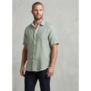 Tommy Bahama Linen Short Sleeve Sage Green Button Down Shirt XXL